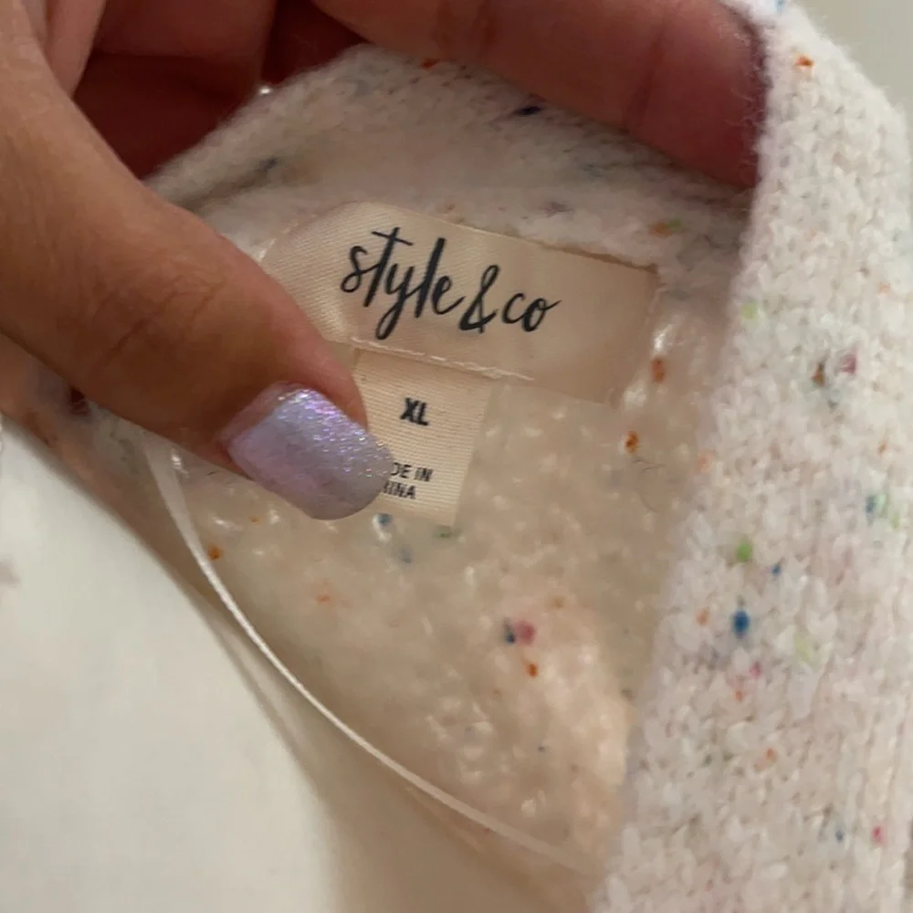 STYLE AND COMPANY CREAM SPECKLED CARDIGAN​​ - Picture 6 of 7